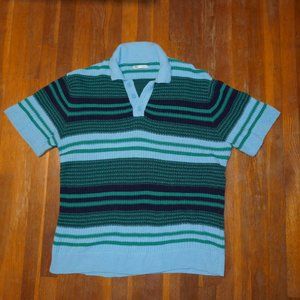 MENS MEDIUM ZARA BLUE SHIRT POLO GREEN PULLOVER T SHIRT